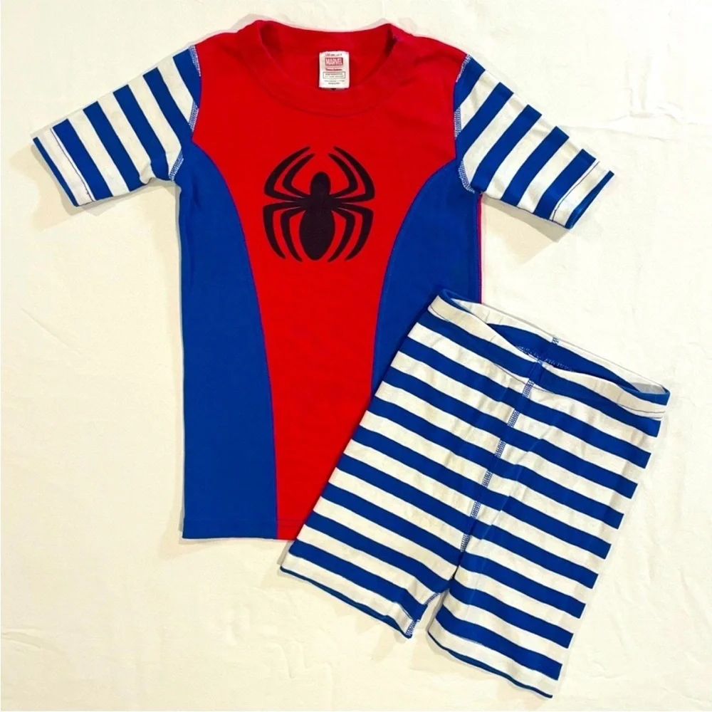Hanna Andersson Spider-Man Pajamas Boys 8 130 cm Marvel Stripes Short Johns